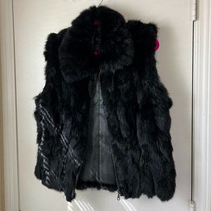 Genuine Rabbit Fur Black Vest Size M/L